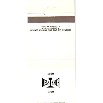 1969 Bessemer and Lake Erie Railroad Co Advertising Matchbook Cover MM10-3