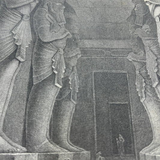 1864 Original Steel Art Engraving - Temple At Gerf Hussein Schirmer 8.5x11" AC3