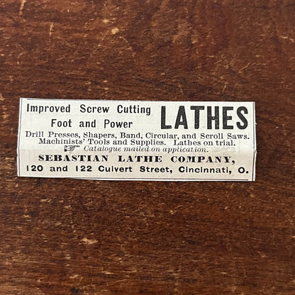 Sebastian Lathe Company Cincinnati OH Original Advertisement AD8-P28