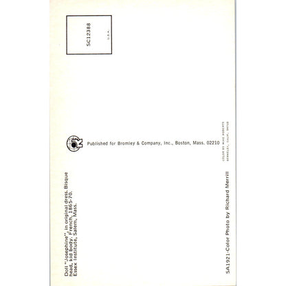 Josephine Bisque Doll Essex Institute Salem MA Original Postcard PB9