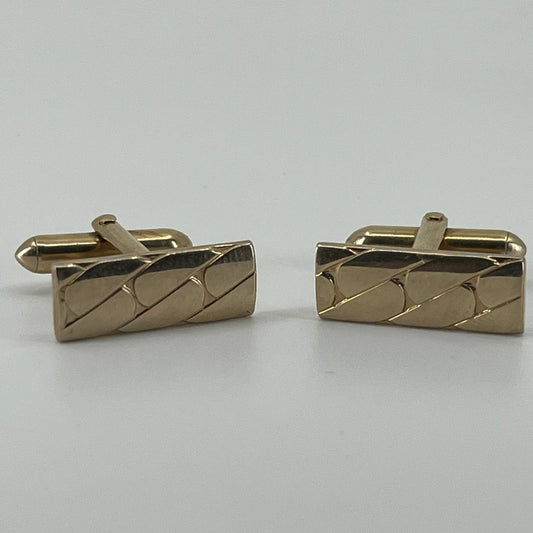 Vintage 1950s MCM MOD SWANK Cufflinks Textured Bars Gold Tone SE1