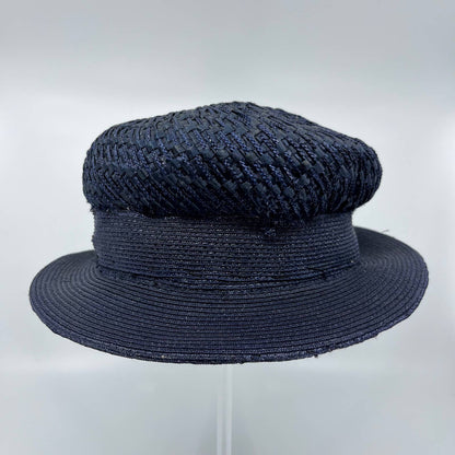 Vintage Woman’s Navy Blue Straw Woven Sunday Hat HB1
