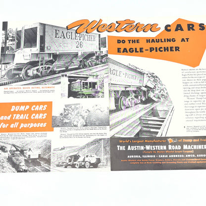 Vtg Ad Poster Western Cars Eagle-Picher Dump & Trail Railroad Cars Aurora IL AB7