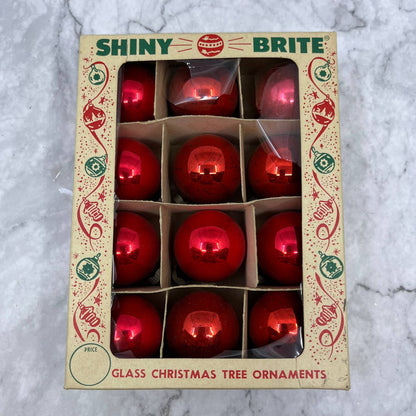Shiny Brite 12 Vintage Mini Mercury Glass Ornaments With Original Box Red