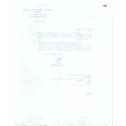 Embassy of the Union of Burma Official Letterhead Memo Pe Than 8/2/66 TK1-P10