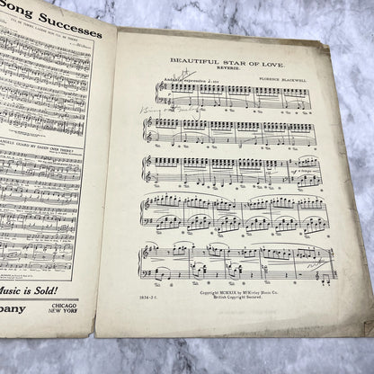 Beautiful Star of Love Florence Blackwell 1919 Sheet Music V37-5