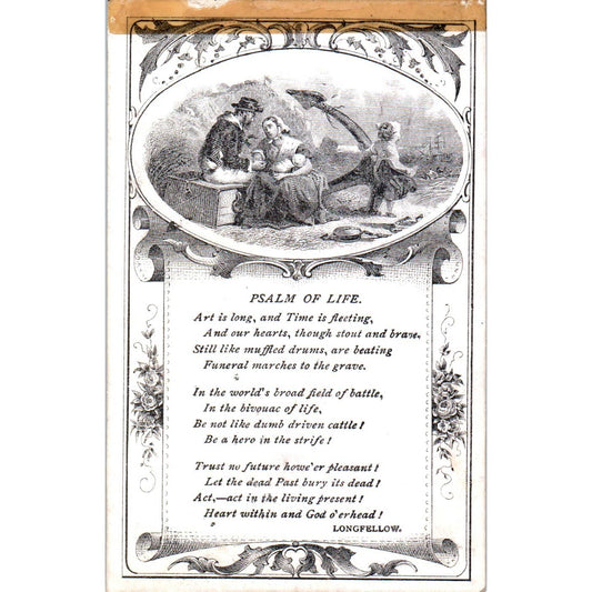 1940s Longfellow Psalm of Life Card Joseph Wall to Verna Wilcoxson SF2