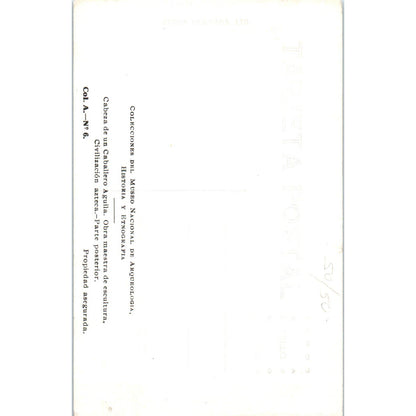 Aztec Sculpture Head of an Eagle Knight RPPC Original Postcard TK1-21