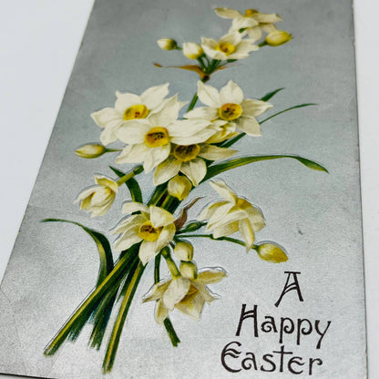 1910s Easter Post Card WINSCH Back Embossed Silver Background Daffodils PA5