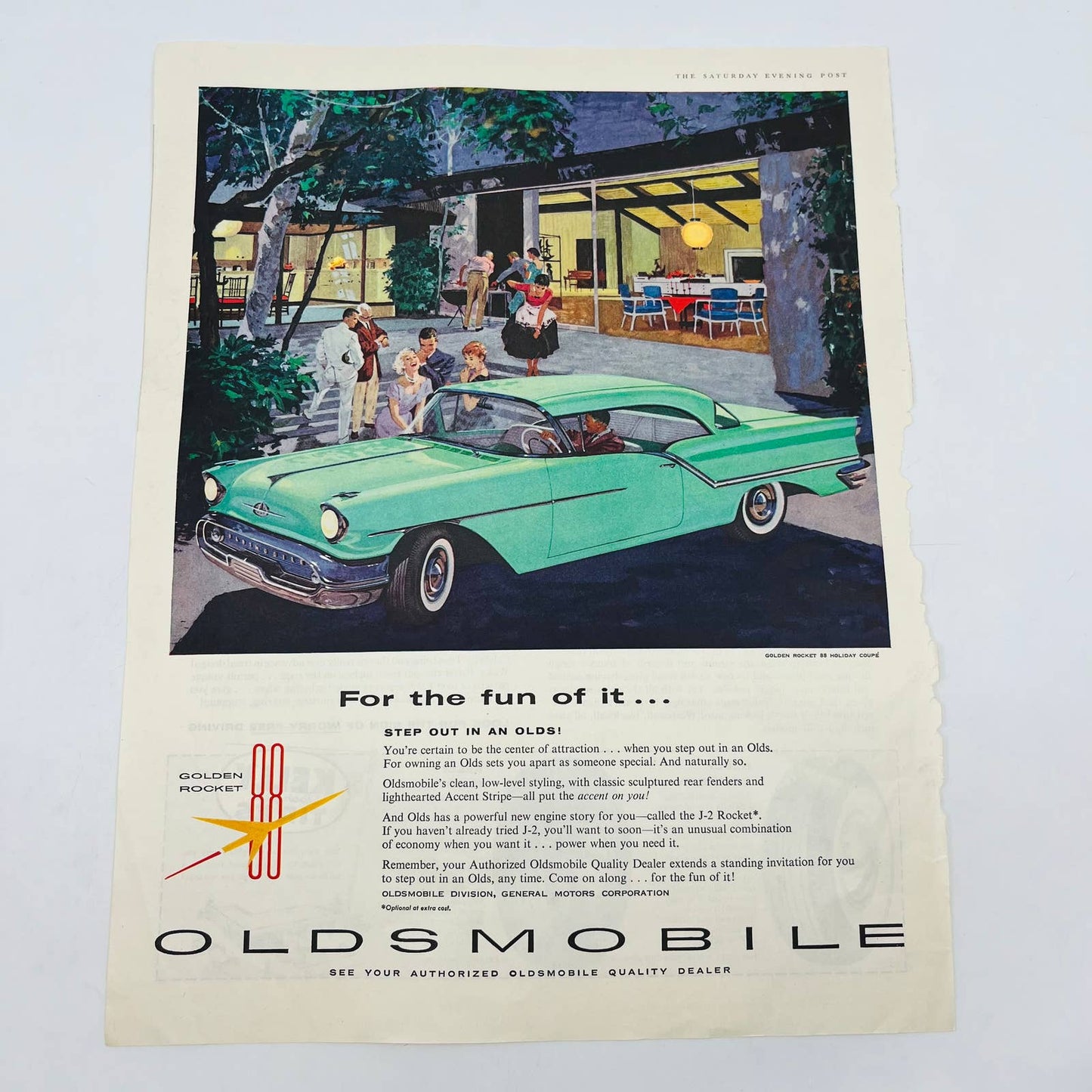 1950s Oldsmobile 88 Golden Rocket Large Original Print Ad 10.5 x 14” TA8