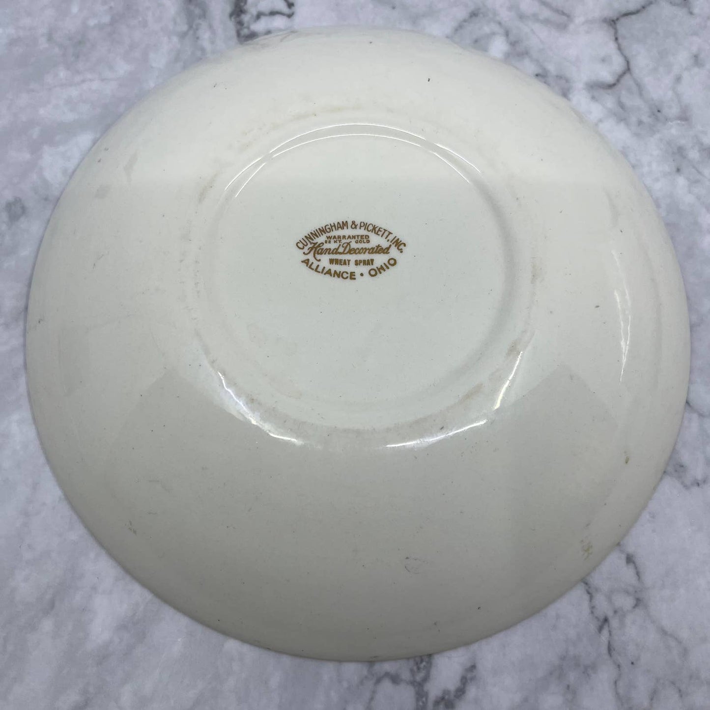 Cunningham & Pickett China 8.25" Vegetable Bowl Wheat Spray 22k Gold Trim TA1