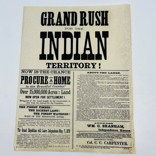 1966 Grand Rush for The Indian Territory Independence Poster Reproduction KS FL2