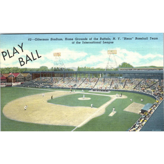 Offerman Stadium Buffalo NY Bison Original Postcard TK1-24