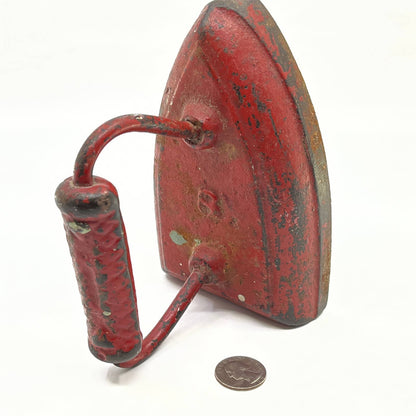 Antique Red Sad Iron/Flat Iron Primitive Iron Farmhouse Cast Iron RusticTC7