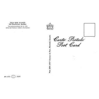 Vintage Postcard - Ville Baie St. Paul Cté Charlevoix Québec TJ7-1