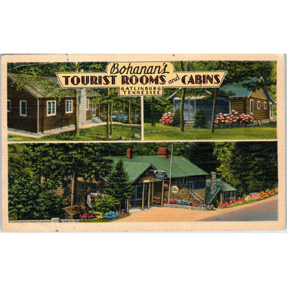Bohanan's Tourist Rooms & Cabins Gatlinburg Tennessee Original Postcard P3-4