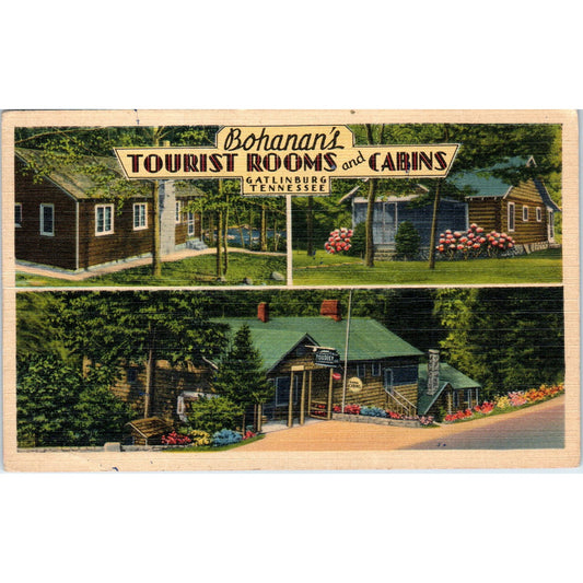 Bohanan's Tourist Rooms & Cabins Gatlinburg Tennessee Original Postcard P3-4