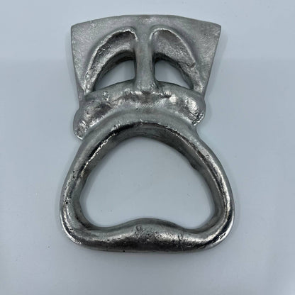 Vintage Hand Made Ceramic Tragedy Mask Sculpture Silver 6 x 4.5” TB5