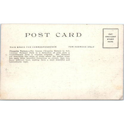 Cleopatra Terrace Yellowstone Park c1910 Original Postcard TK1-24
