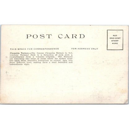 Cleopatra Terrace Yellowstone Park c1910 Original Postcard P1-13
