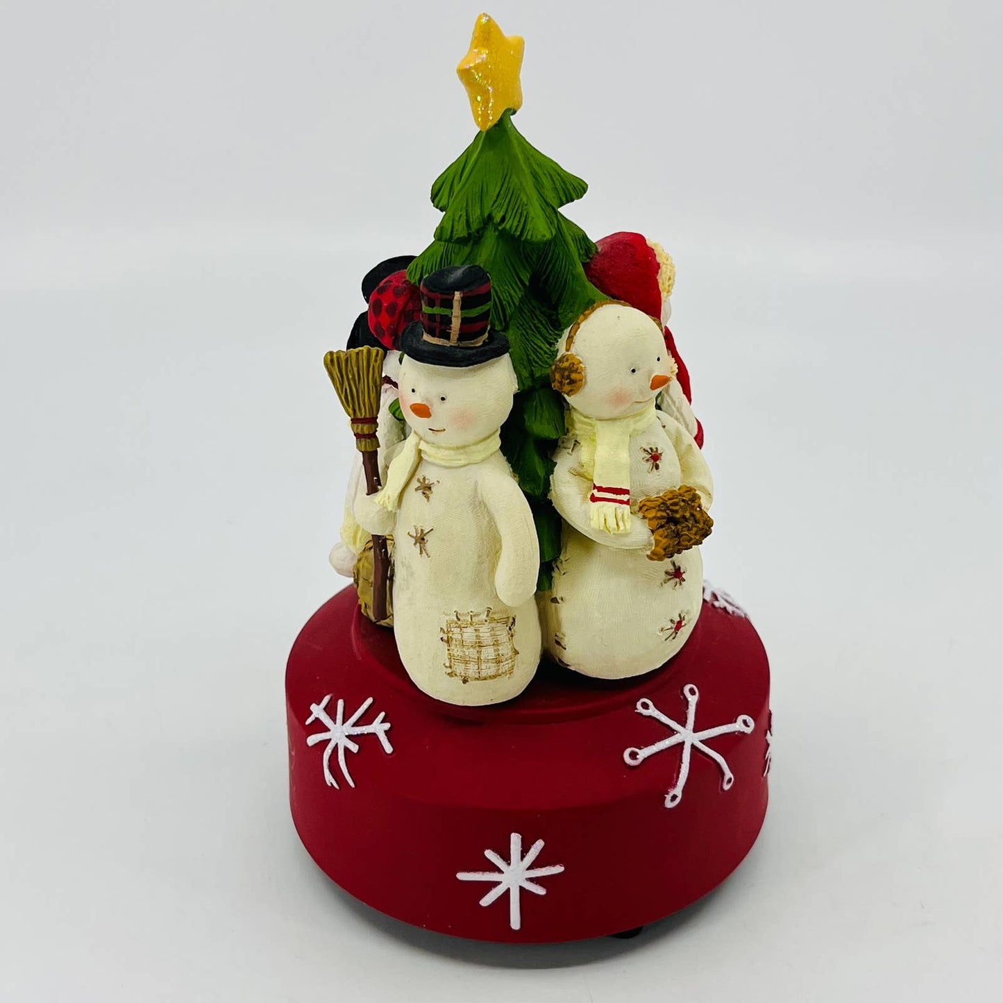 Hallmark Resin Christmas Tree Snowman Revolving Music Box Oh Christmas Tree TC1