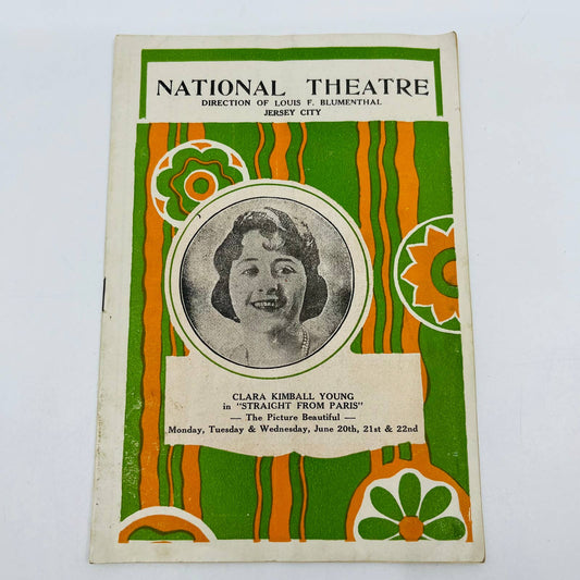 1920s National Theater Program Jersey City NJ Clara Kimball Young TD6