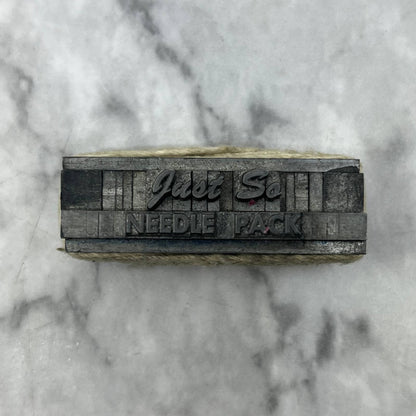 Vintage Printing Letterpress Printers Block Plate Just So Needle Pack TJ52