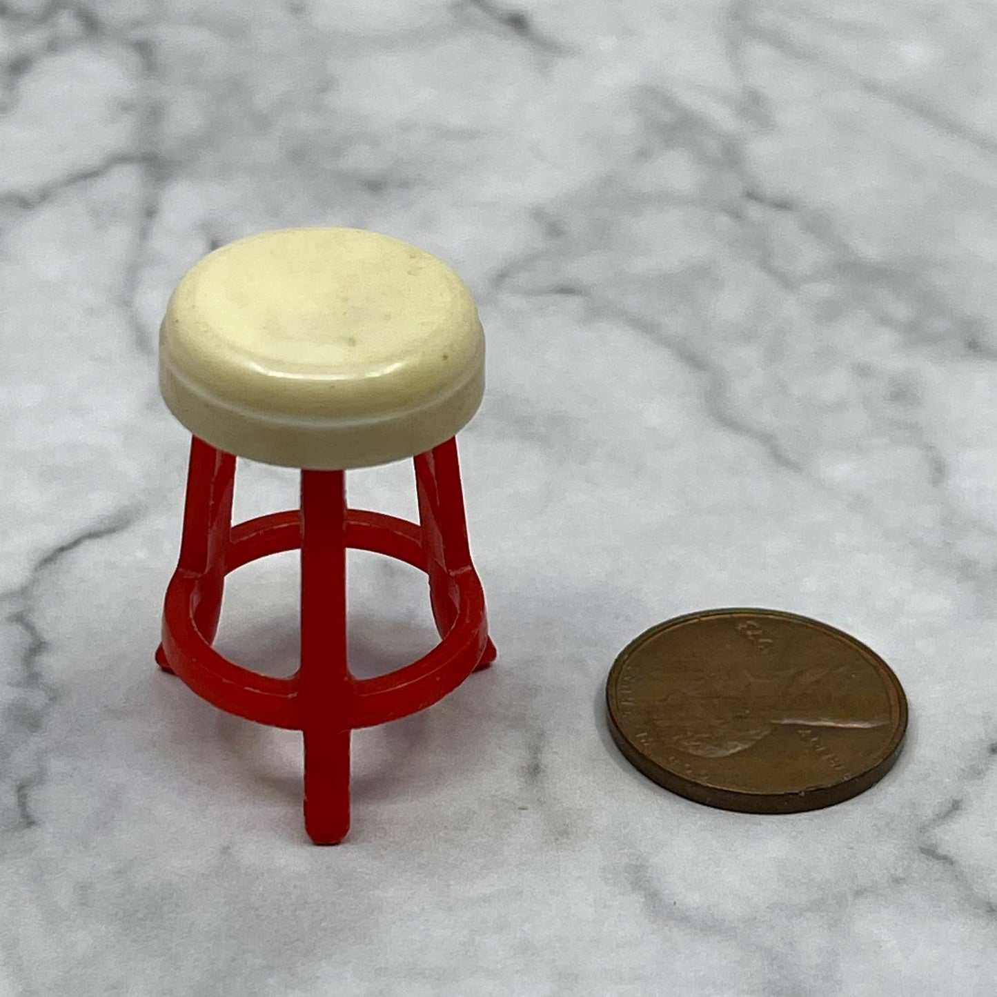 Vintage 1940s Renwal Dollhouse Miniature Red Plastic Bar Stool SE7