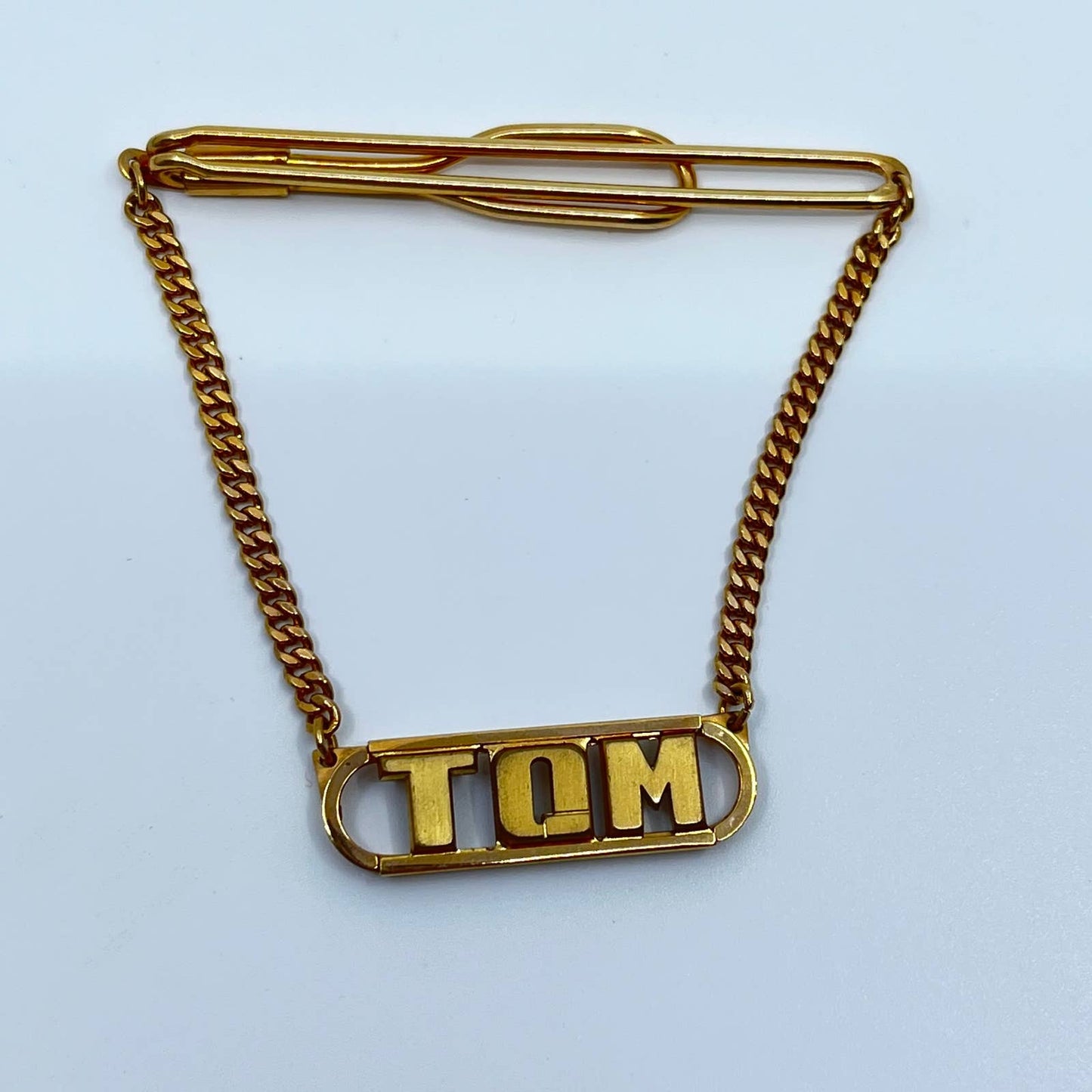 VTG Gold Tone TOM Monogrammed Tie Clip Tie Pin SC3