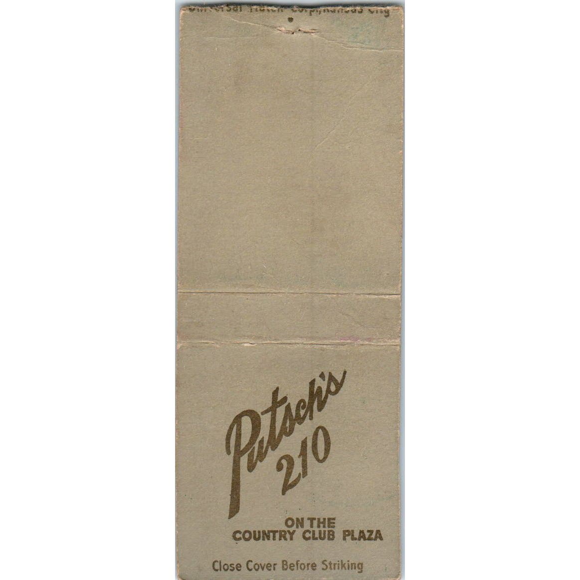 Putsch's 210 & Cafeteria Kansas City MO Advertising Matchbook Cover SA9-M5