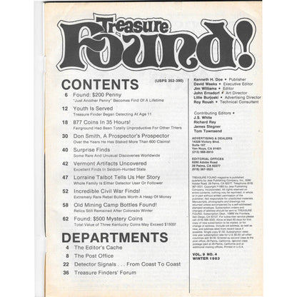 Treasure Found! Magazine 1983 Winter Metal Detecting Gold Diamonds M2