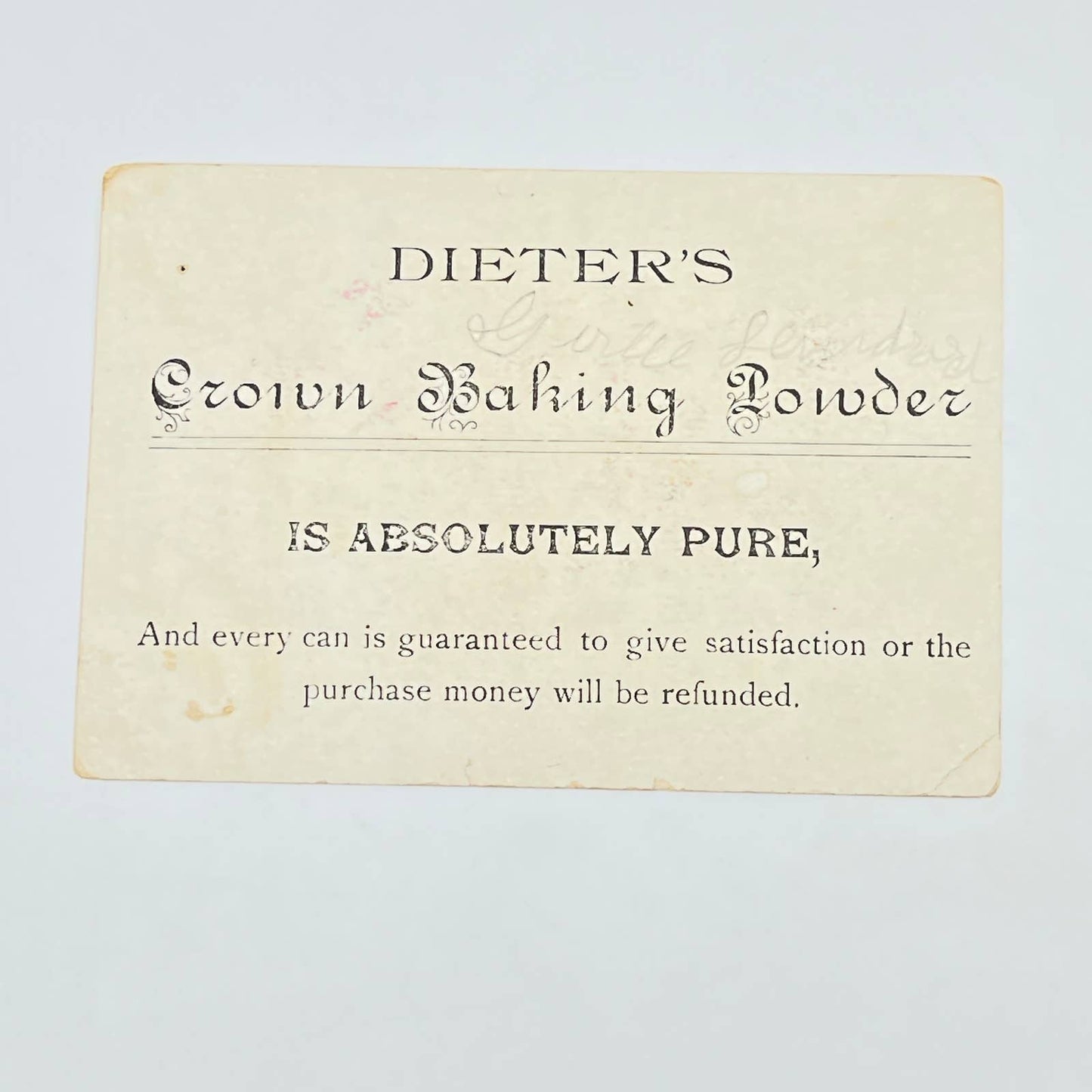 Original 1880s Victorian Trade Card Dieter's Crown Baking Soda Oriental AB6