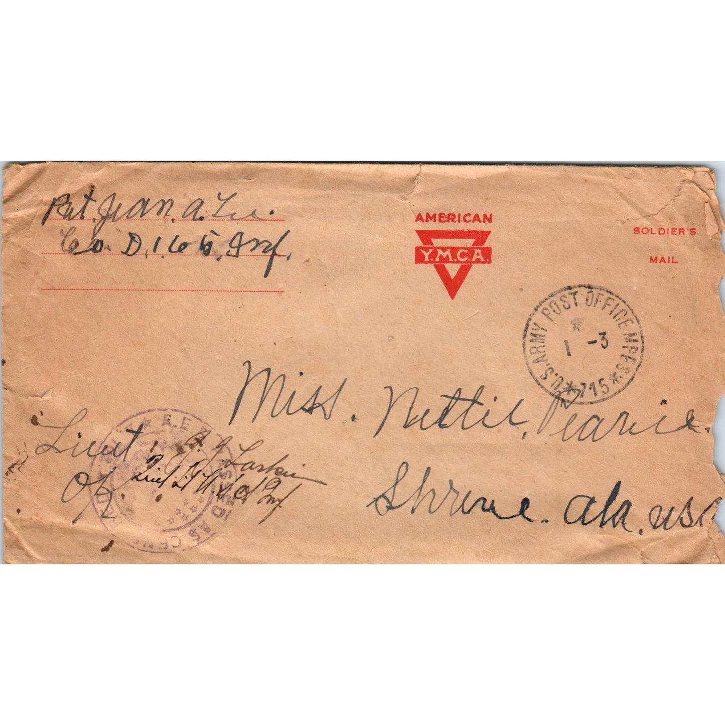 1919 WWI Letter and Envelope From Remagen Germany to Shreve AL AD6