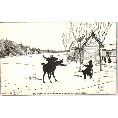 WAR SILHOUETTES BY RUSSIAN OFFICERS French c1910 Original Postcard TK1-25