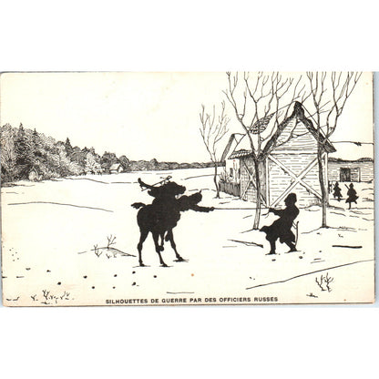 WAR SILHOUETTES BY RUSSIAN OFFICERS French c1910 Original Postcard P2-10
