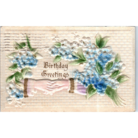 1918 Scranton Birthday Airbrushed Embossed Forget Me Not Postcard P2-5