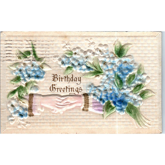 1918 Scranton Birthday Airbrushed Embossed Forget Me Not Postcard TK1-P15