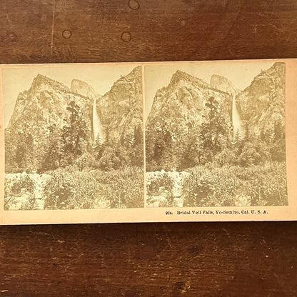 Bridal Veil Falls Yosemite CA Antique Stereoview Card H2-5