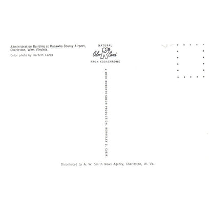 Vtg Postcard - Administration Building Kanawha County Airport Charleston WV AD9