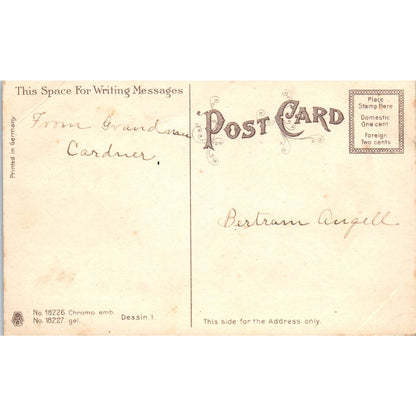 1911 Max Feinberg Postcard Birthday Greetings Children and Jack Russell Dog SE4