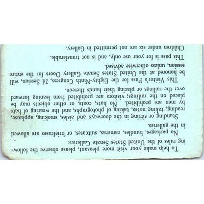 United States Senate Visitor Pass 1966 Signed George McGovern TK1-P6