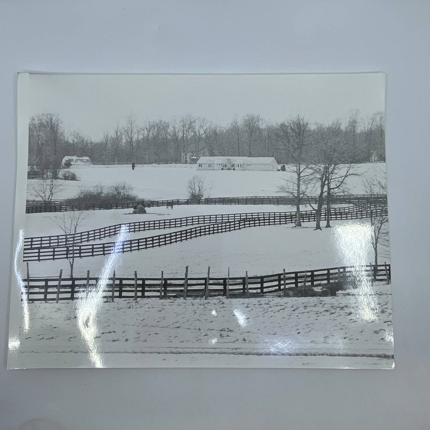 Vtg Original Art B&W Photo Winter Farmhouse Randolph Allen Kennedy 11x14 FL4-1