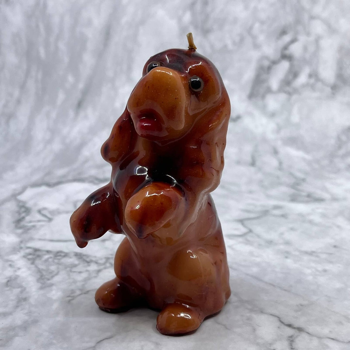 1970s Retro Cocker Spaniel Dog Candle Glazed Wax 4" TE3