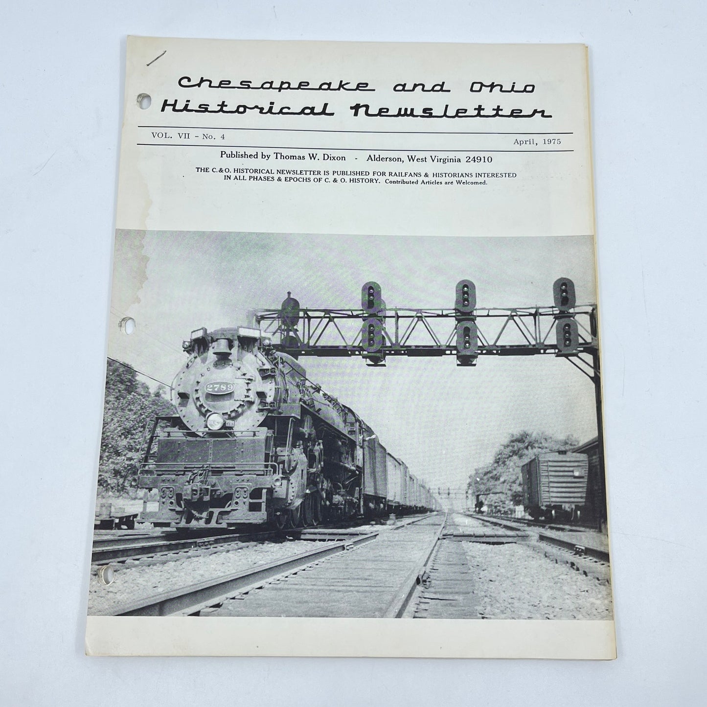 1975 April Chesapeake and Ohio Historical Newsletter C&O RR Thomas Dixon WV M1-2