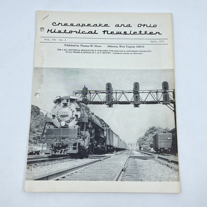 1975 April Chesapeake and Ohio Historical Newsletter C&O RR Thomas Dixon WV M1-2