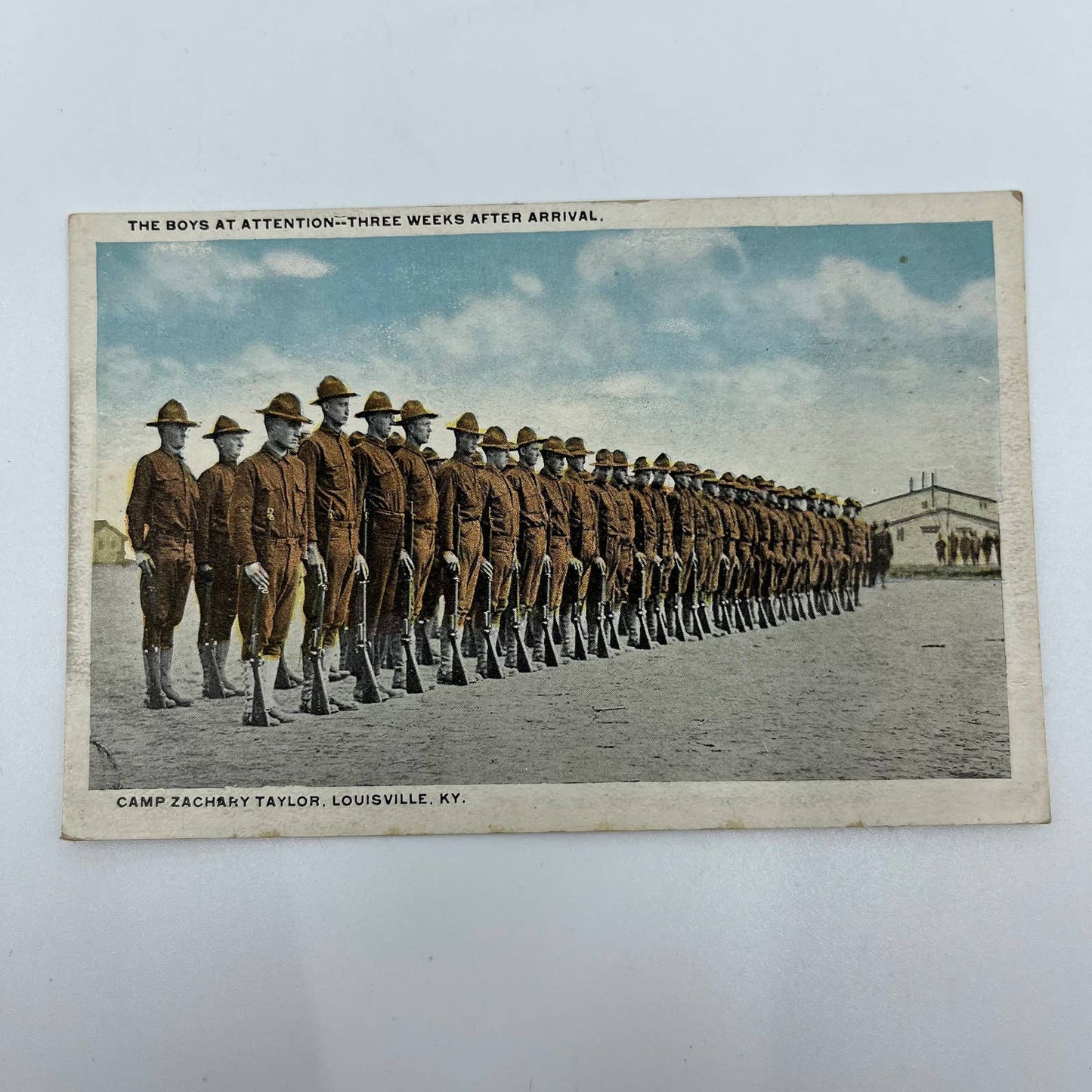 VTG Postcard 1918 The Boys At Attention Camp Zachary Taylor Louisville KY PA1