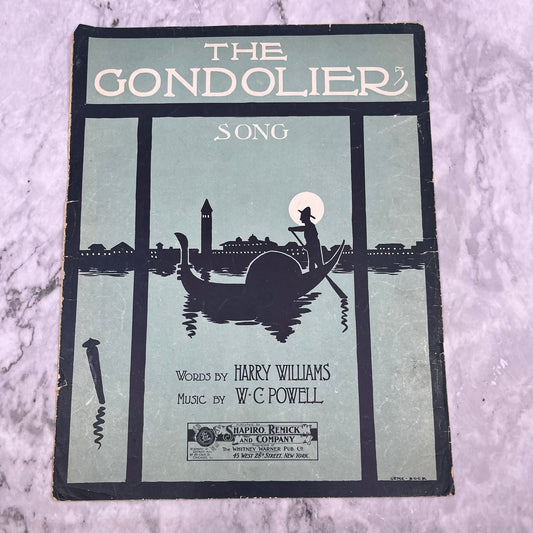 1904 THE GONDOLIER SONG by W C Powell Antique sheet music Whitney Warner V41-2