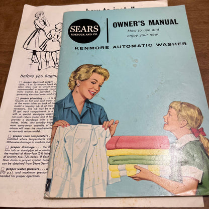 MCM 1950s SEARS KENMORE AUTOMATIC INSTRUCTION MANUAL WITH RECIPES & INSTALL A2