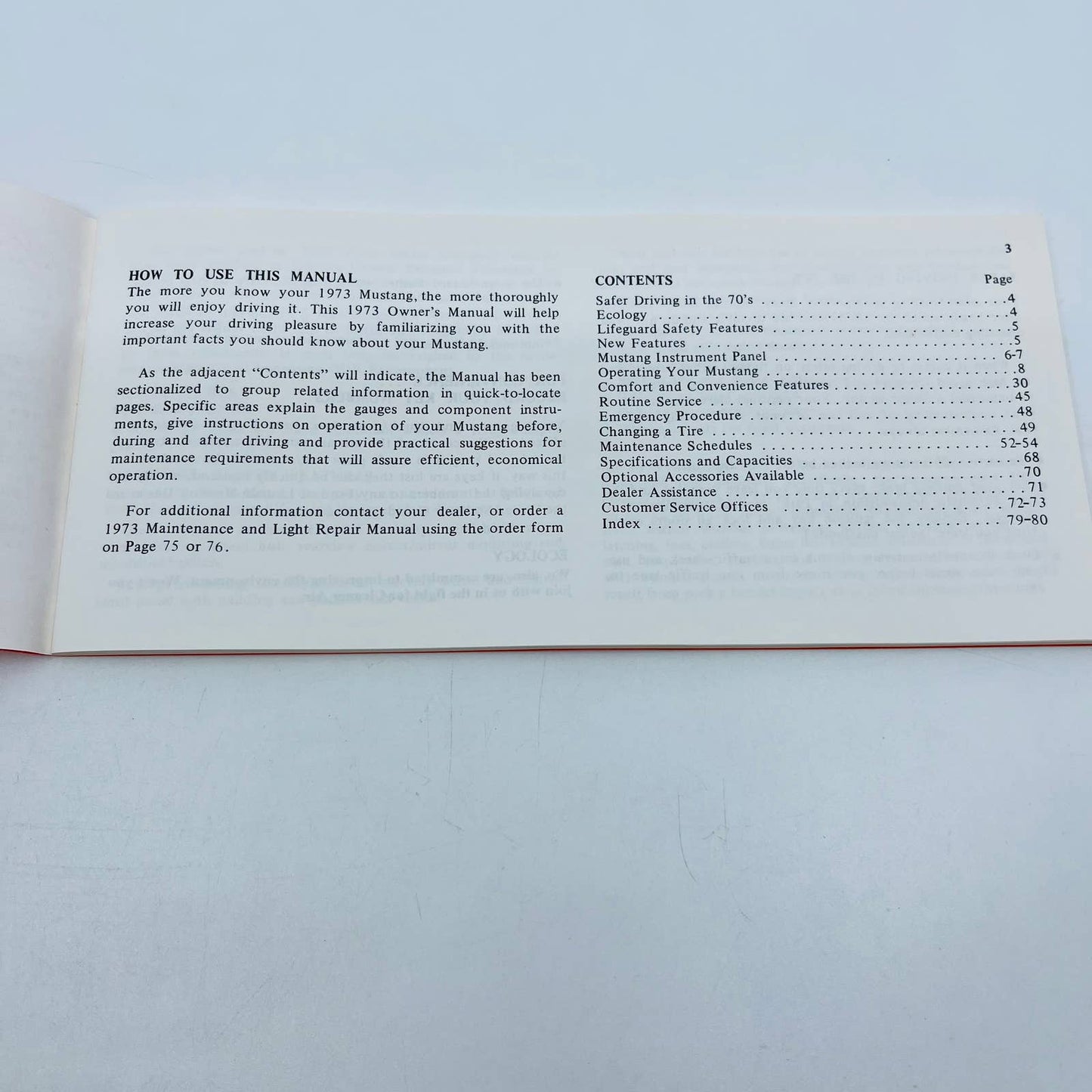1973 Ford Mustang Original Owners Manual TD6