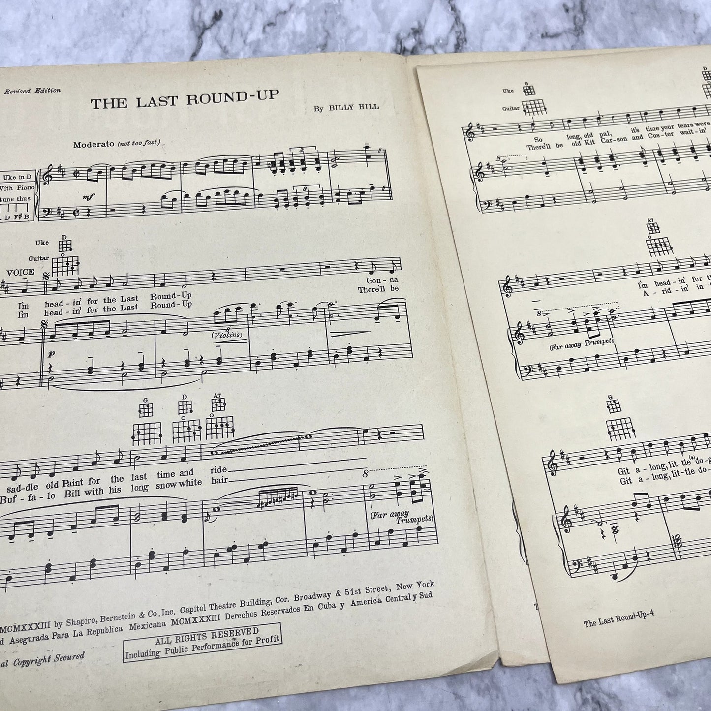 The Last Round-Up Git Along Little Dogie Billy Hill 1933 Sheet Music V42-1